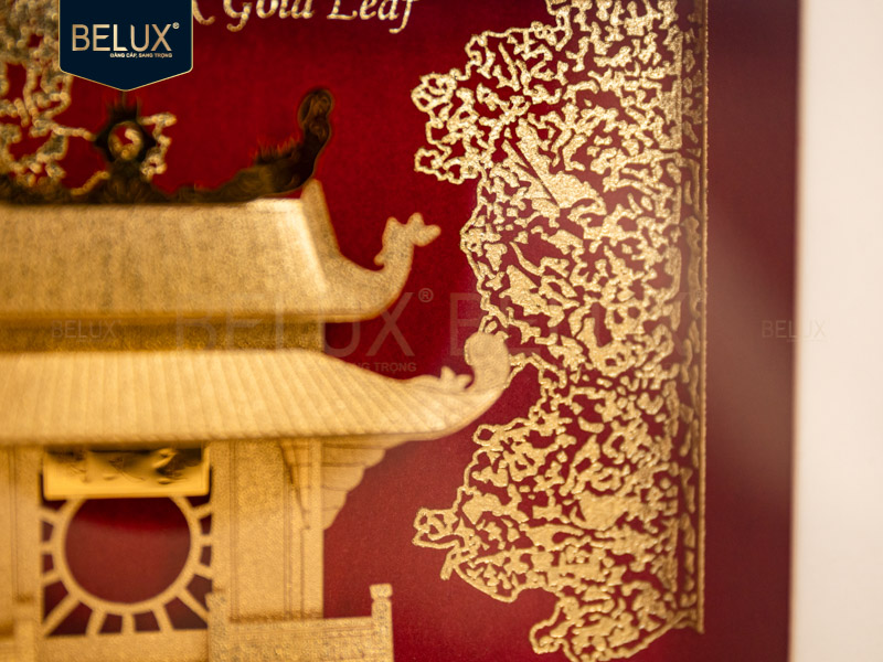 Tranh Khuê Văn Các Dát Vàng 24k 25x25cm